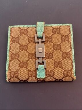 Vintage Jackie GG Gucci Wallet Lined with Teal Leather